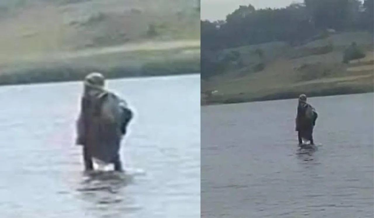 Elderly Woman Walking In River Narmada Mistaken By Public As Goddess