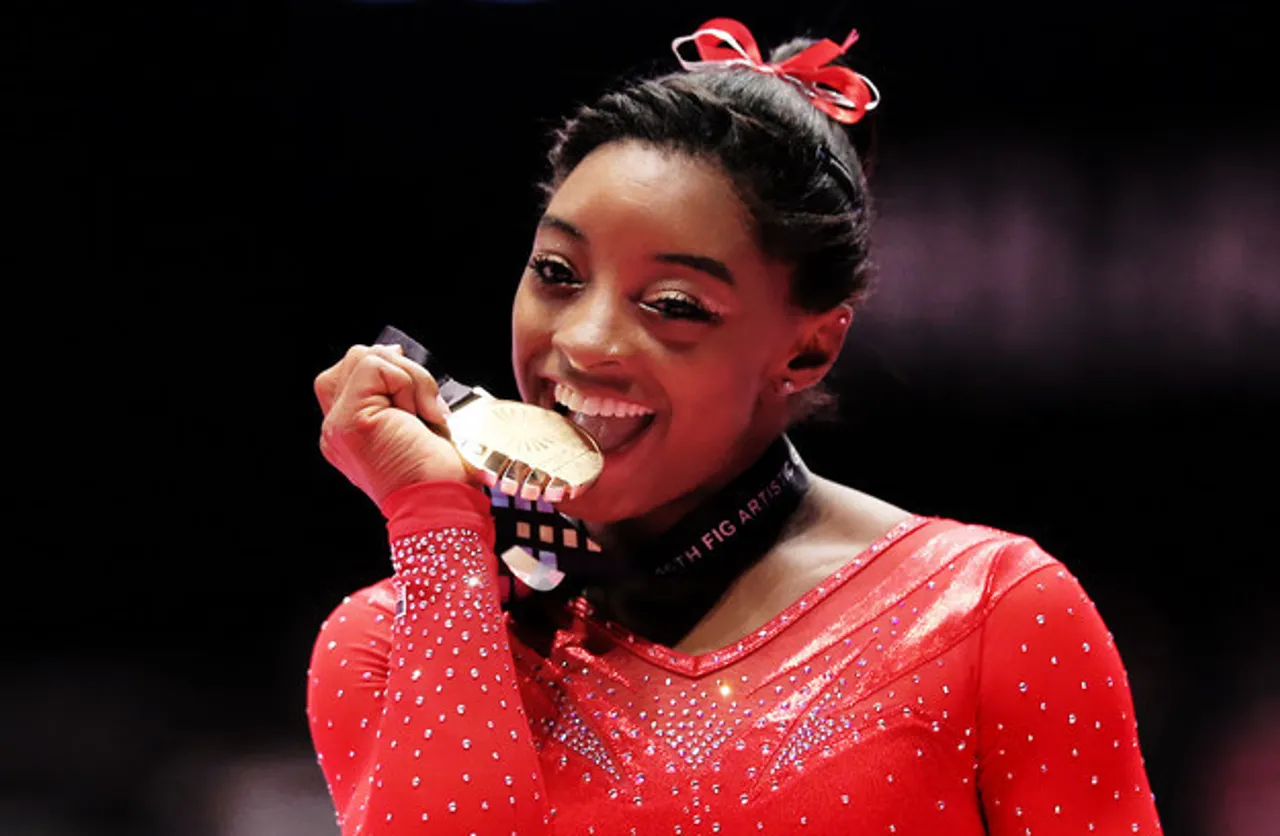 Simone Biles Becomes First Woman To Win Four All-Around World Titles