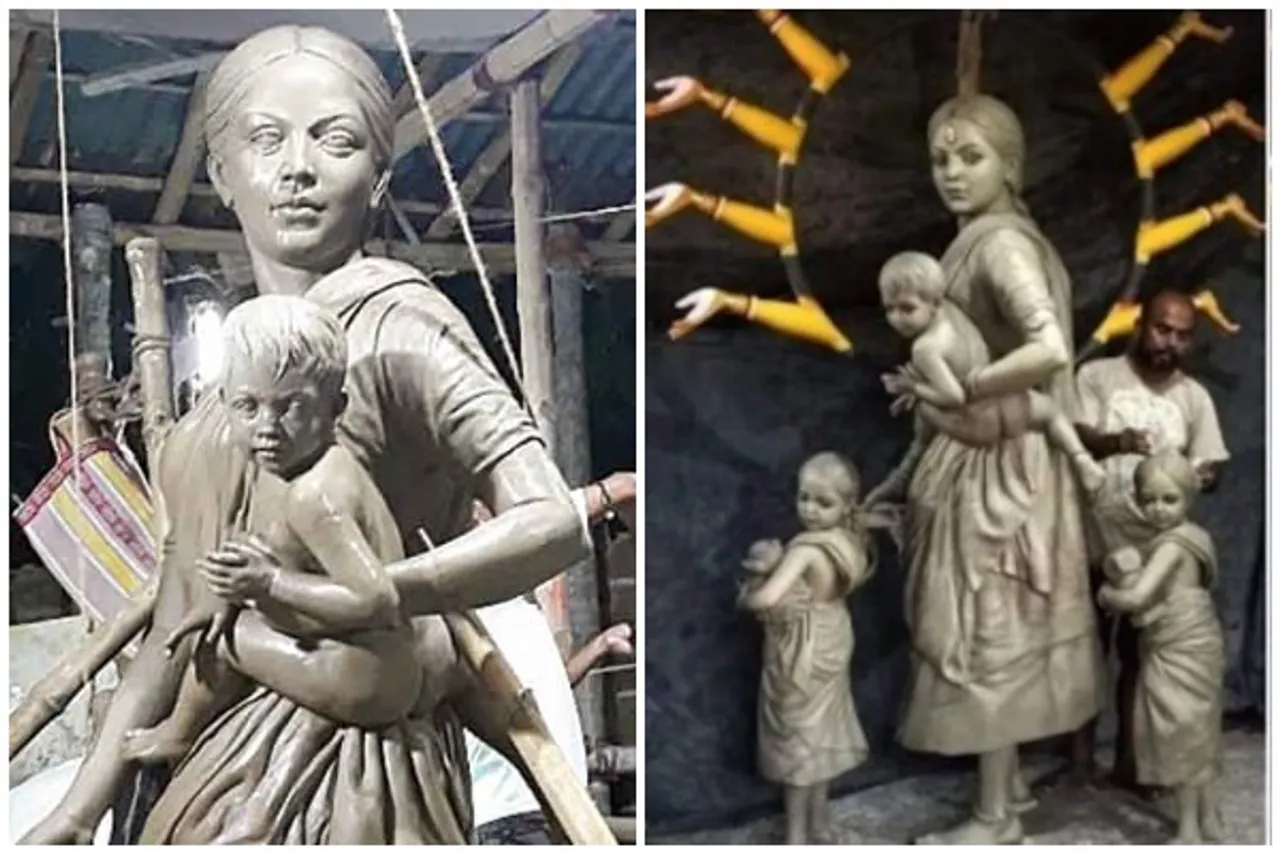 Migrant mother Durga puja, Durga Idol Migrant Worker Mother