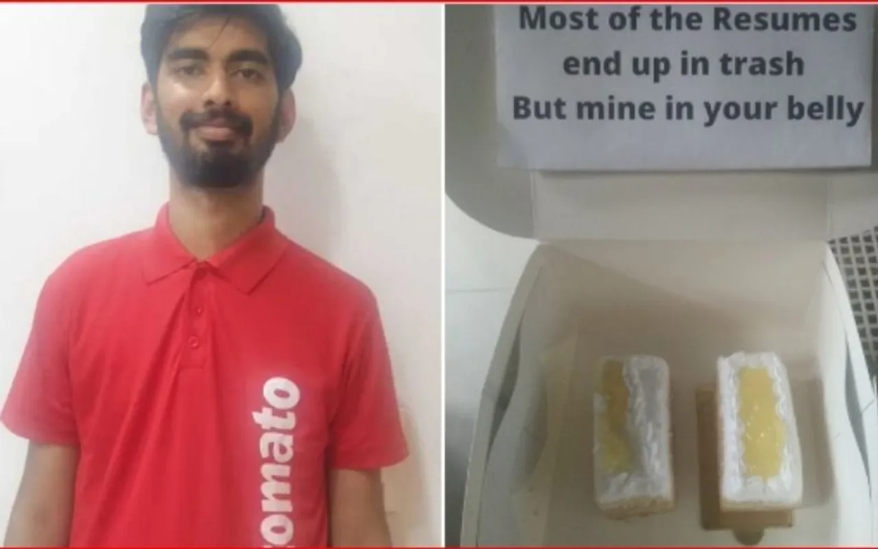 man dresses as zomato delivery boy