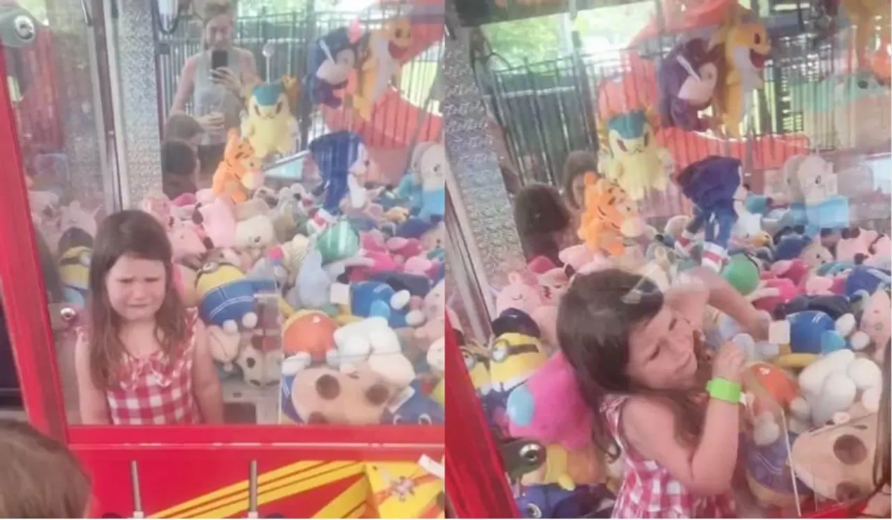 Girl Trapped In Claw Machine
