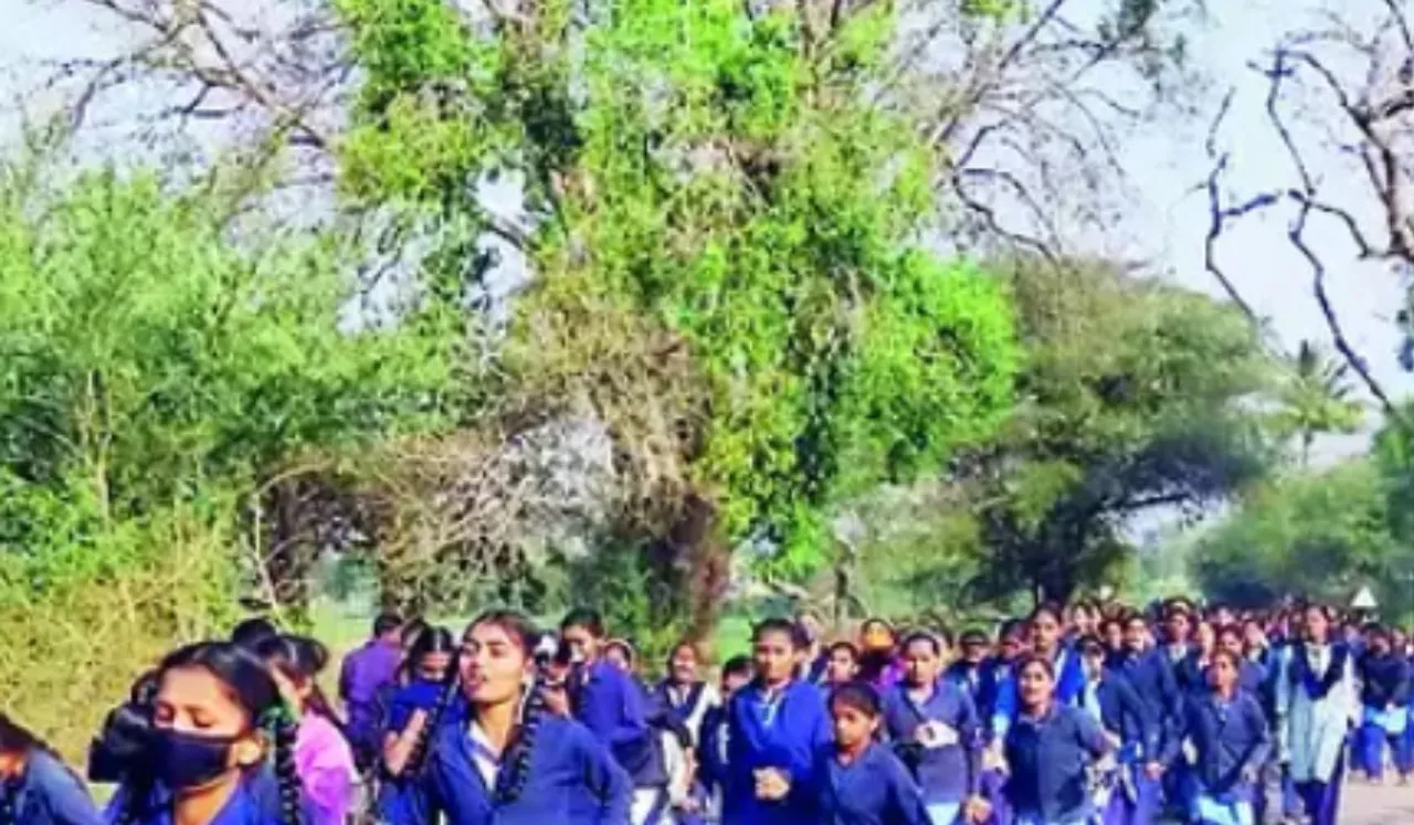 Tribal Girl Students March In Protest