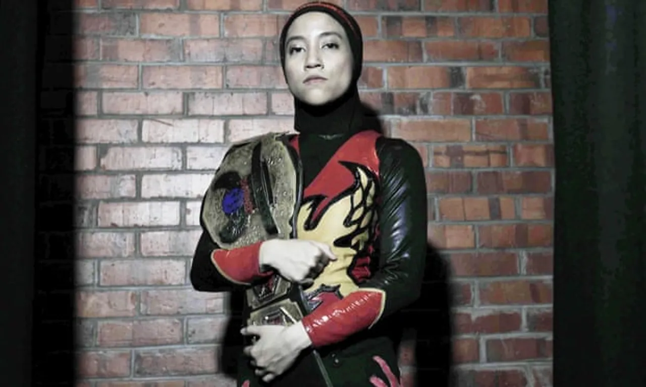 Hijab wearing wrestler