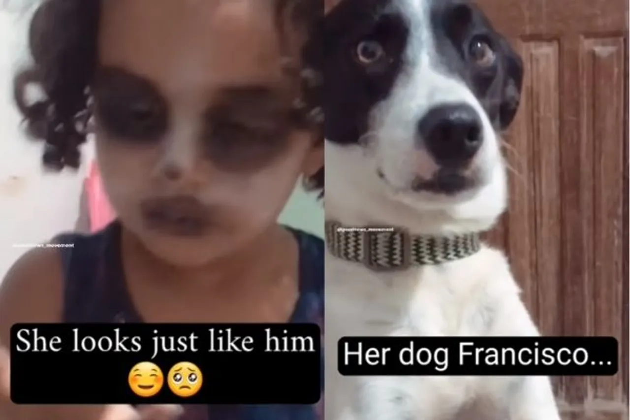 Viral Video : Little Girl Puts Makeup To Look Like Her Pet Dog