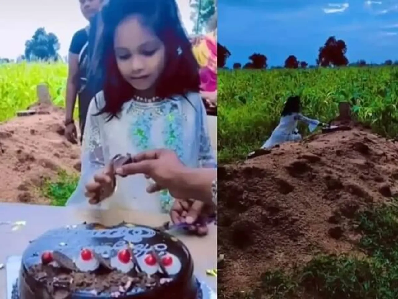 Karnataka: 8-Year-Old Girl Celebrates Birthday Near Grave Of Her Father In Viral Video
