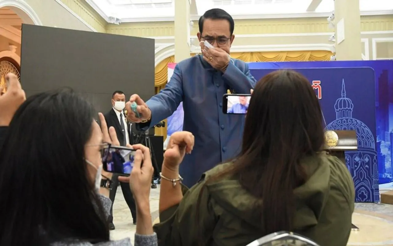 Thailand PM Sprays Sanitiser On Female Journalists To Dodge Tricky Questions