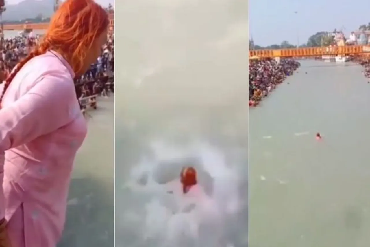 Woman Jumps Into Ganga