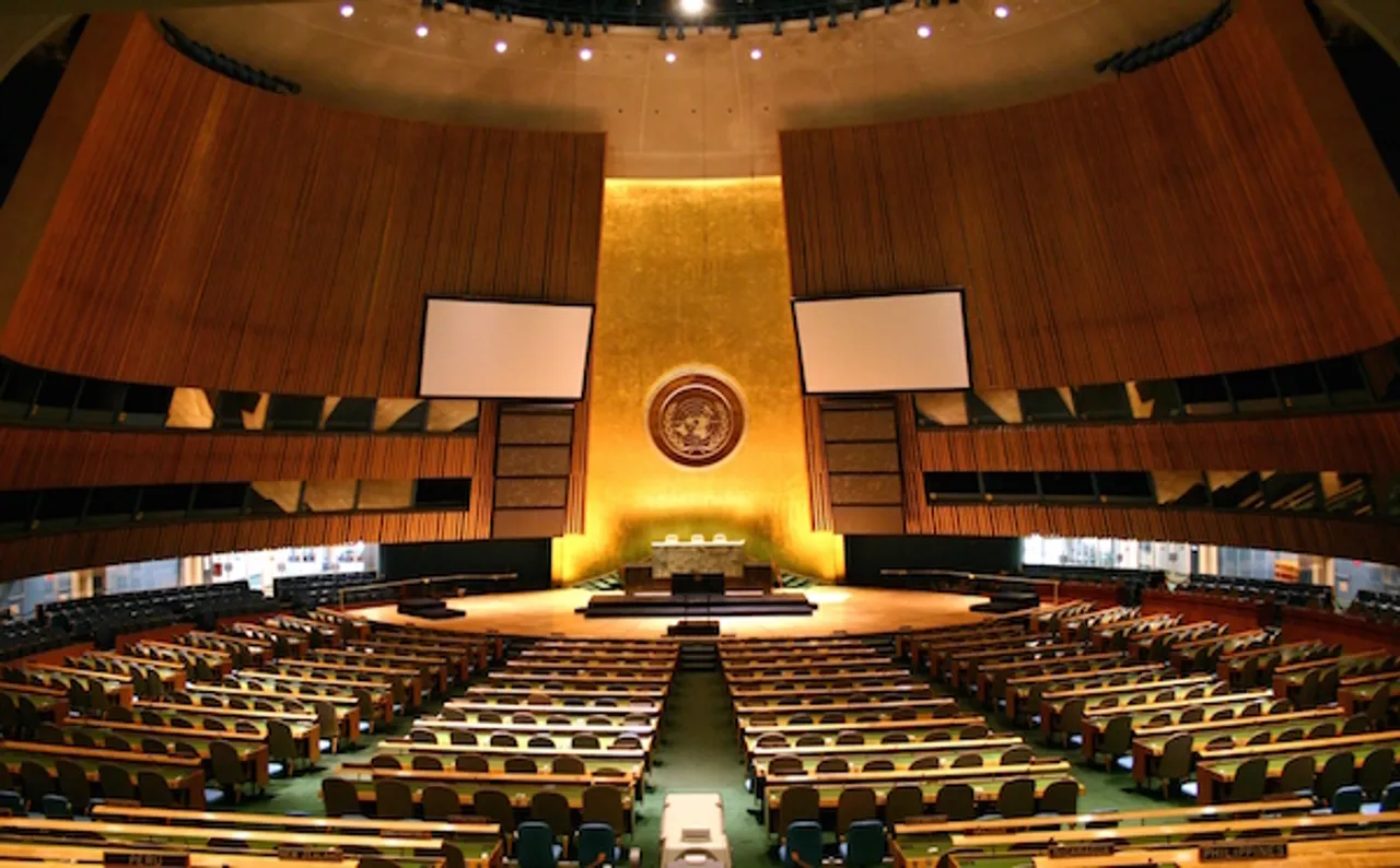 UN General Assembly Hall.