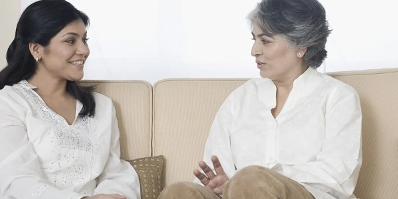 Mother and daughter talking