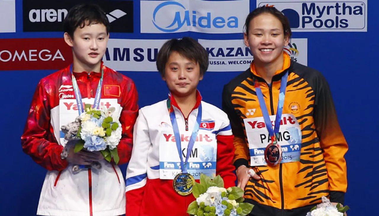 North Korean girl wins country’s first gold medal in diving, salutes leader Kim Jong-Un