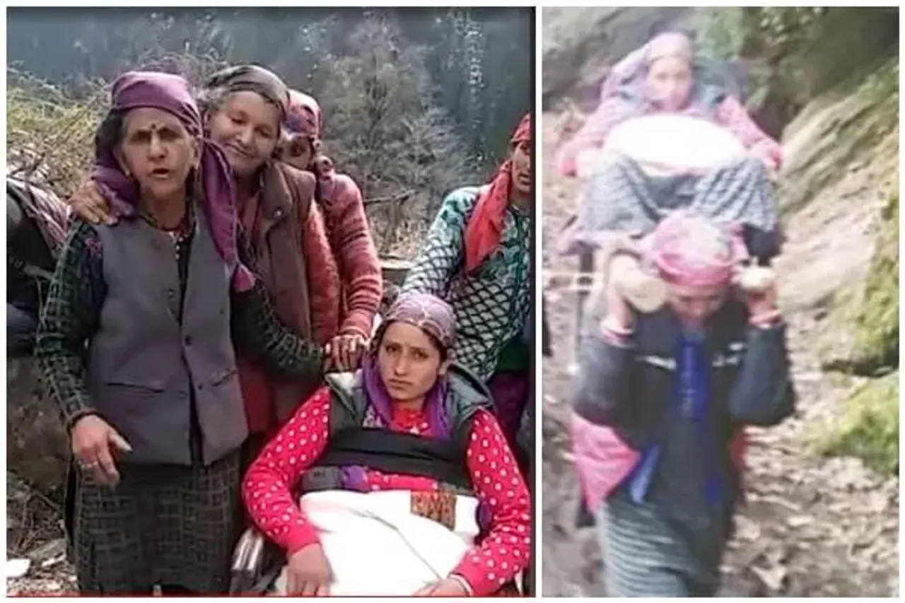 Kullu Women Carry Expecting Mother