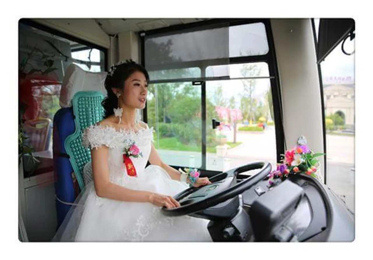 China Bride Makes A Statement As She Drives Bus To Her Wedding