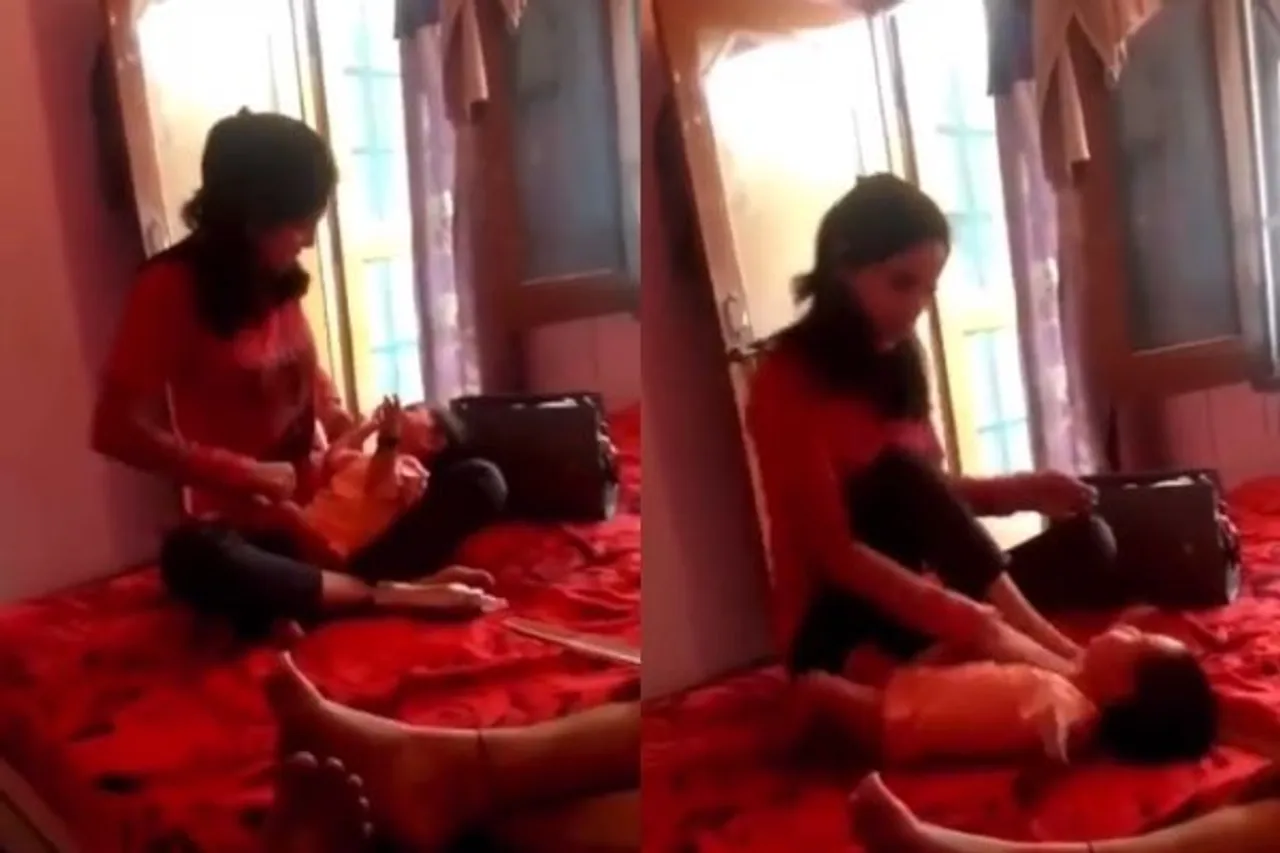 woman thrashes baby