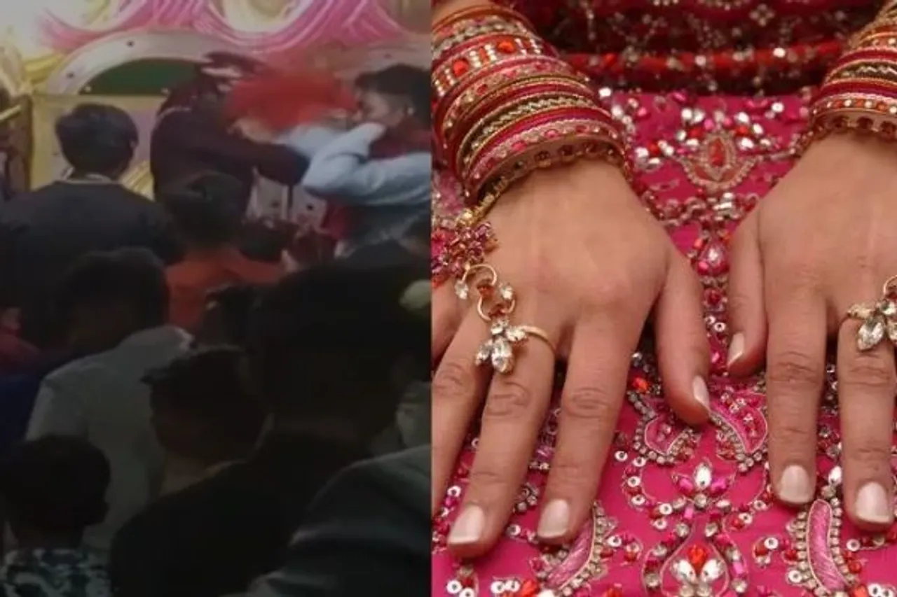 Viral Video Bride Slaps Groom Twice When He Tries To Garland Her 0073