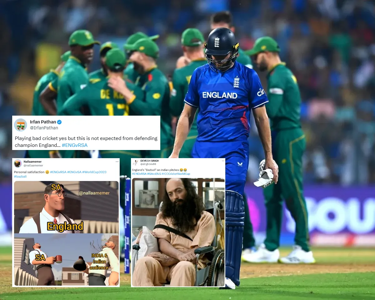 'Tu sach mein defending champion hai naa' - Fans react as South Africa mauls England by 229 runs in ODI World Cup 2023