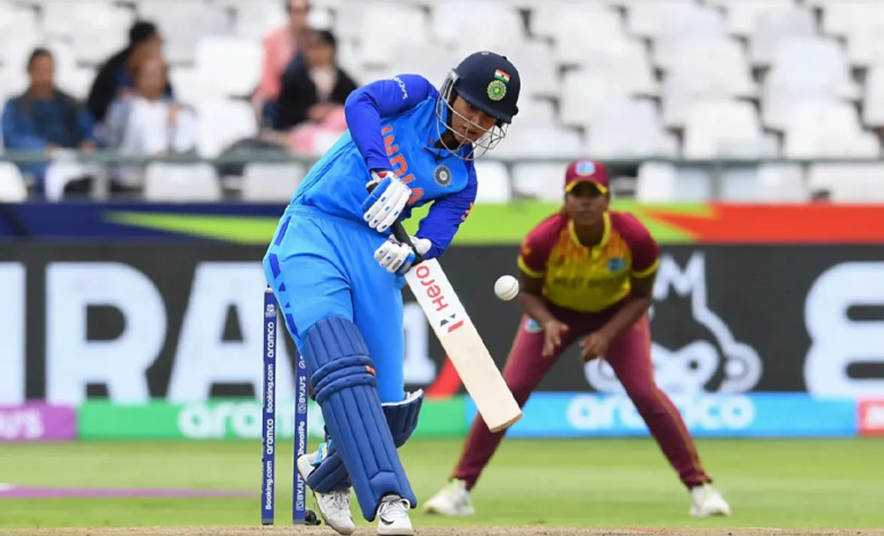 Smriti Mandhana batting against the West Indies