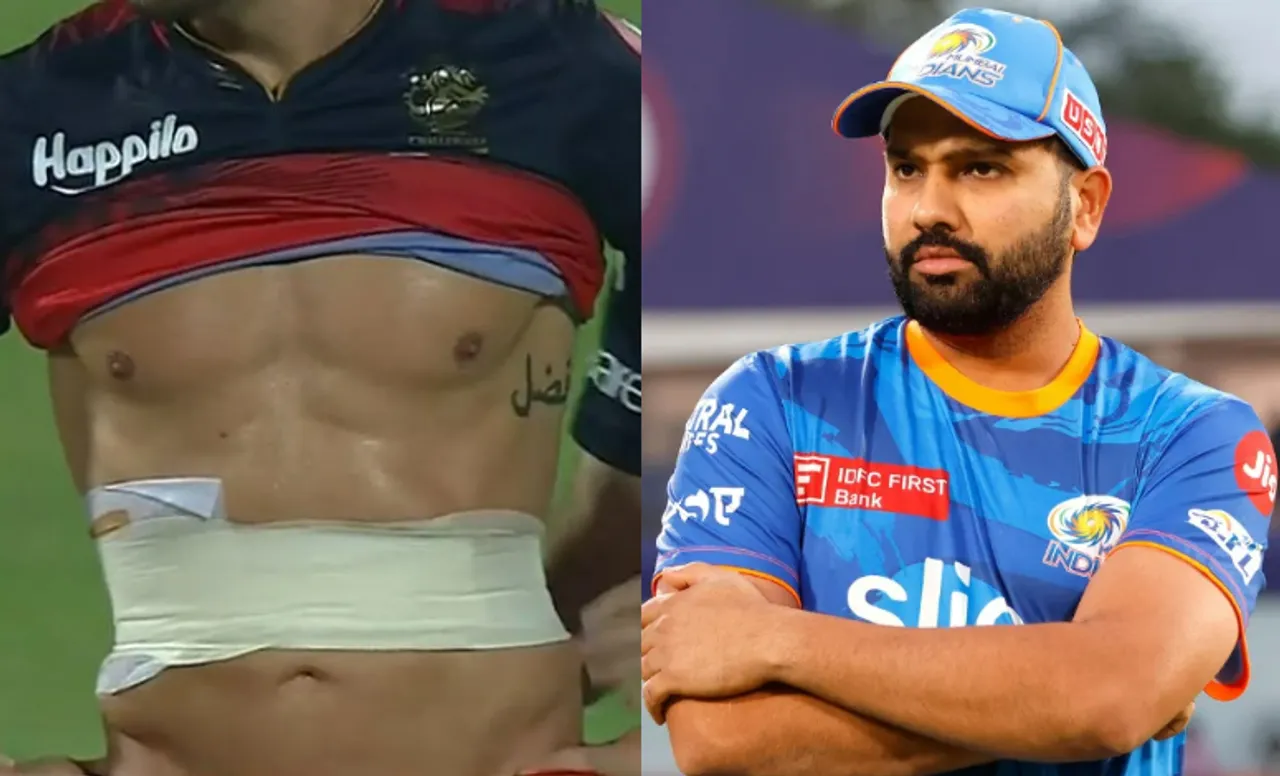 ‘Sharam nahi aati tujhe Vadapav?’ - Fans troll Rohit Sharma with funny memes as viral image of Faf du Plessis shirtless from RCB vs CSK clash in IPL 2023 surfaces