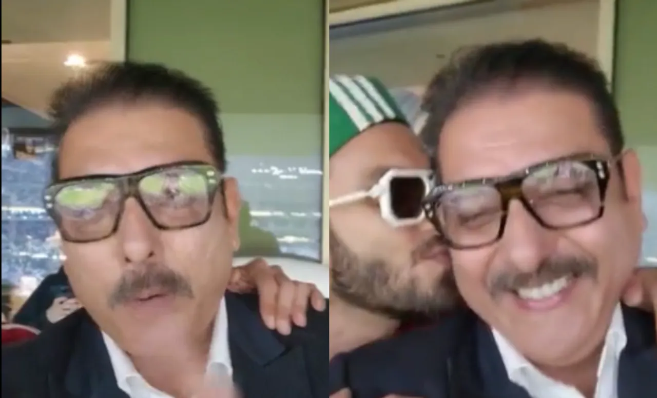 'Kya kya dekhna pad raha hai' - Fans feel disgusted as Ranveer Singh kisses Ravi Shastri on his cheek at FIFA World Cup final