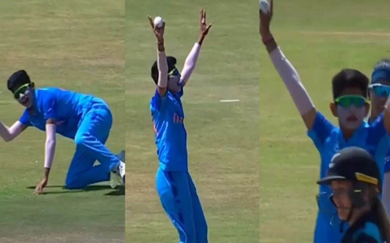 Soumya Tiwari takes jaw-dropping catch to dismiss NZ's Anna Browning in Women's U-19 T20 WC semifinal