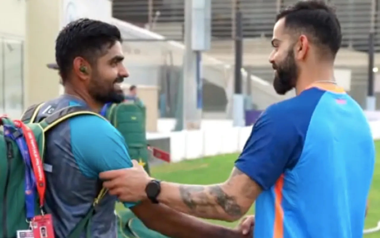 Twitter goes crazy as Babar Azam and Virat Kohli come together to shake hands ahead of The Asia Cup 2022