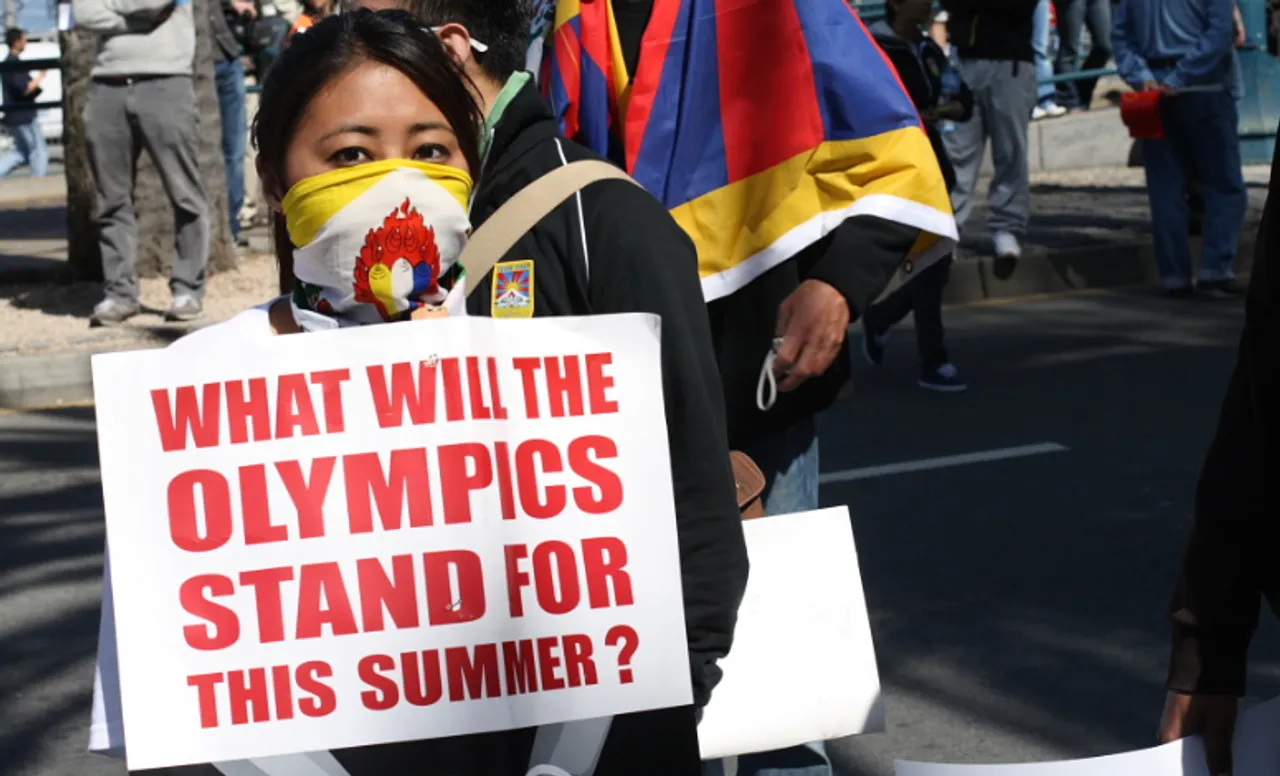 'Save Lives, stop Olympics' - Small group protests outside Tennis venue during Gold medal match