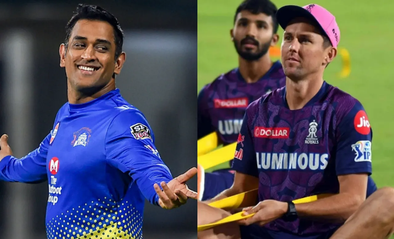 MS Dhoni and Trent Boult