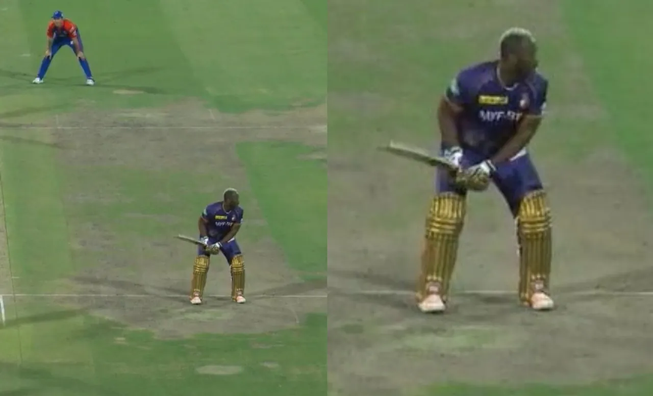 ‘Usko dusra pitch chahiye tha’ - Fans shocked as Andre Russell shadow practices in different direction at non-striker end during KKR vs DC in IPL 2023