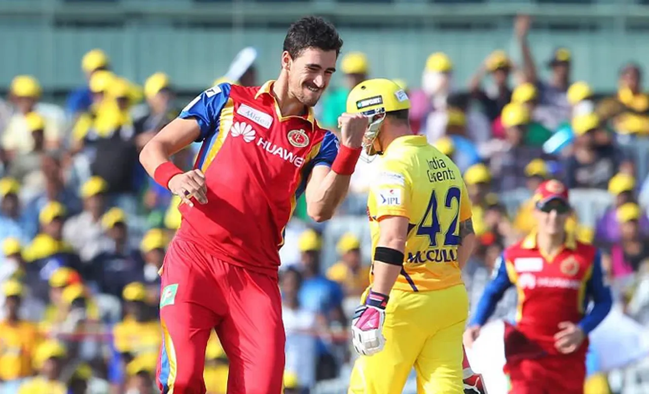 Mitchell Starc celebrating after taking a wicket (Source - Twitter)