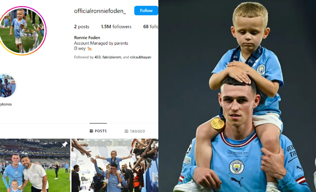Manchester City's Phil Foden with son, Ronnie Foden