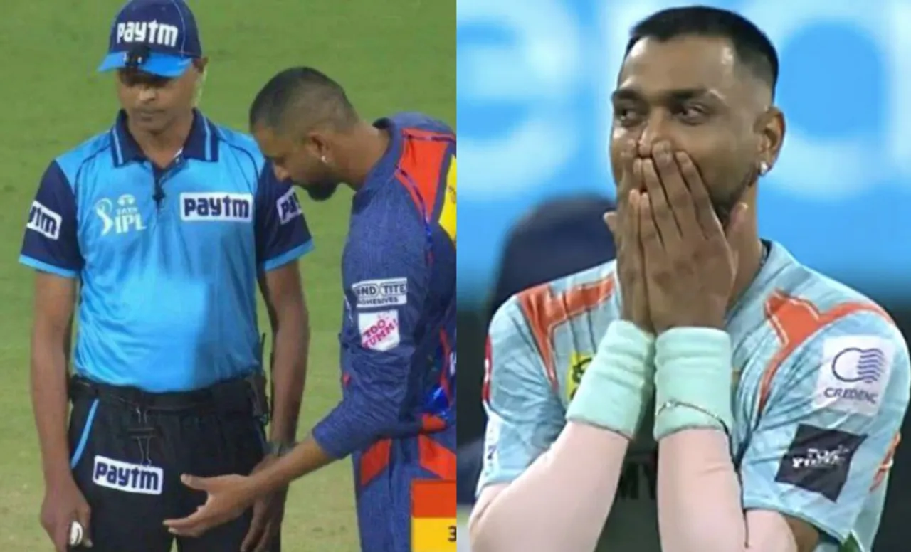 Krunal Pandya and the umpire