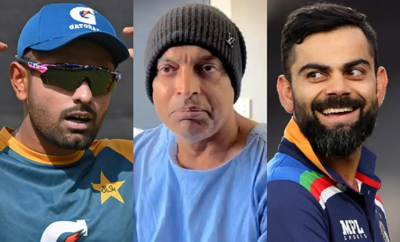 Babar Azam, Shoaib Akhtar, and Virat Kohli