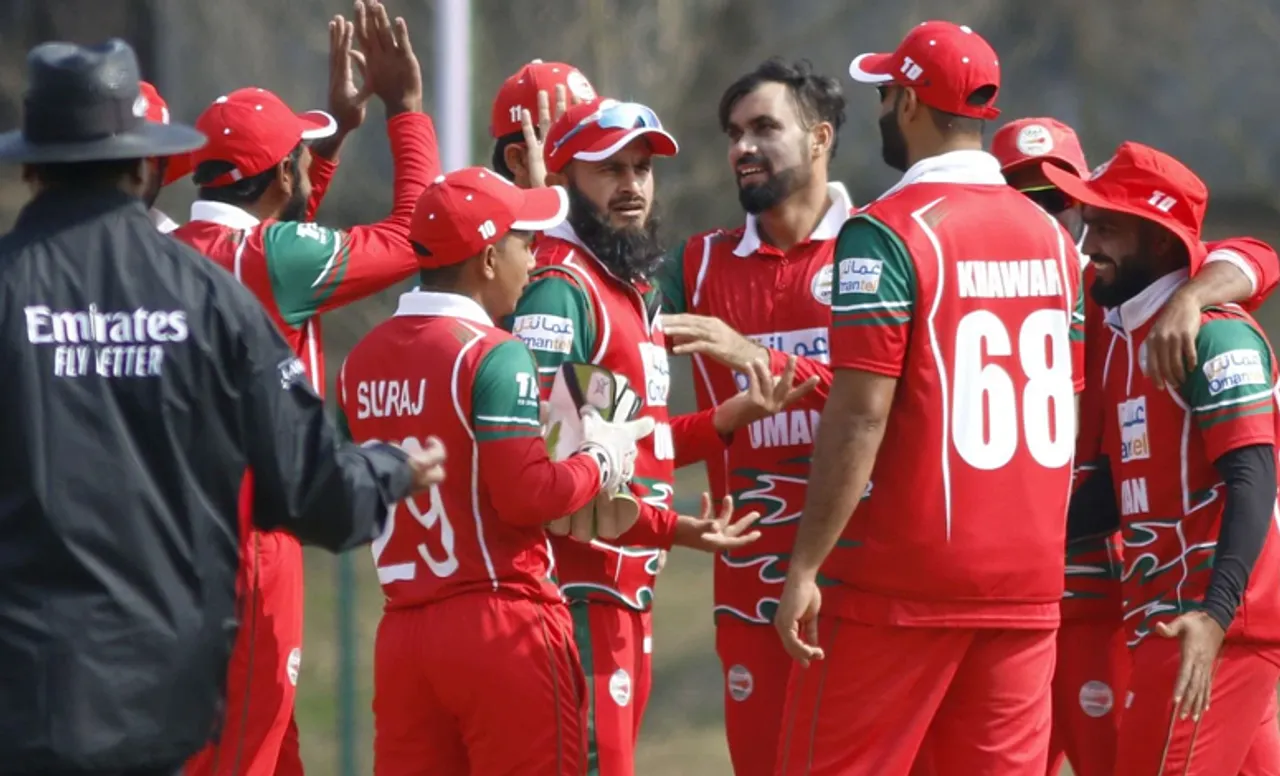 SKY247.Net Tri Series - Shoaib Khan's blistering century help Oman crush Namibia