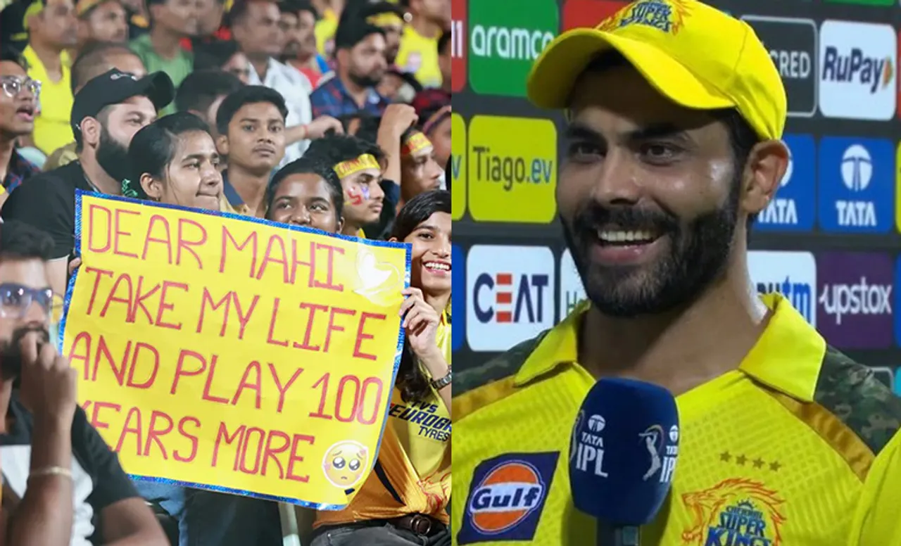 Ravindra Jadeja and CSK crowd (Source - Twiitter)