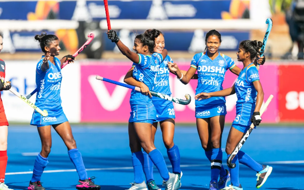 Indian women's junior team celebrates after winning QF tie against South Korea. (Photo Source: Twitter)