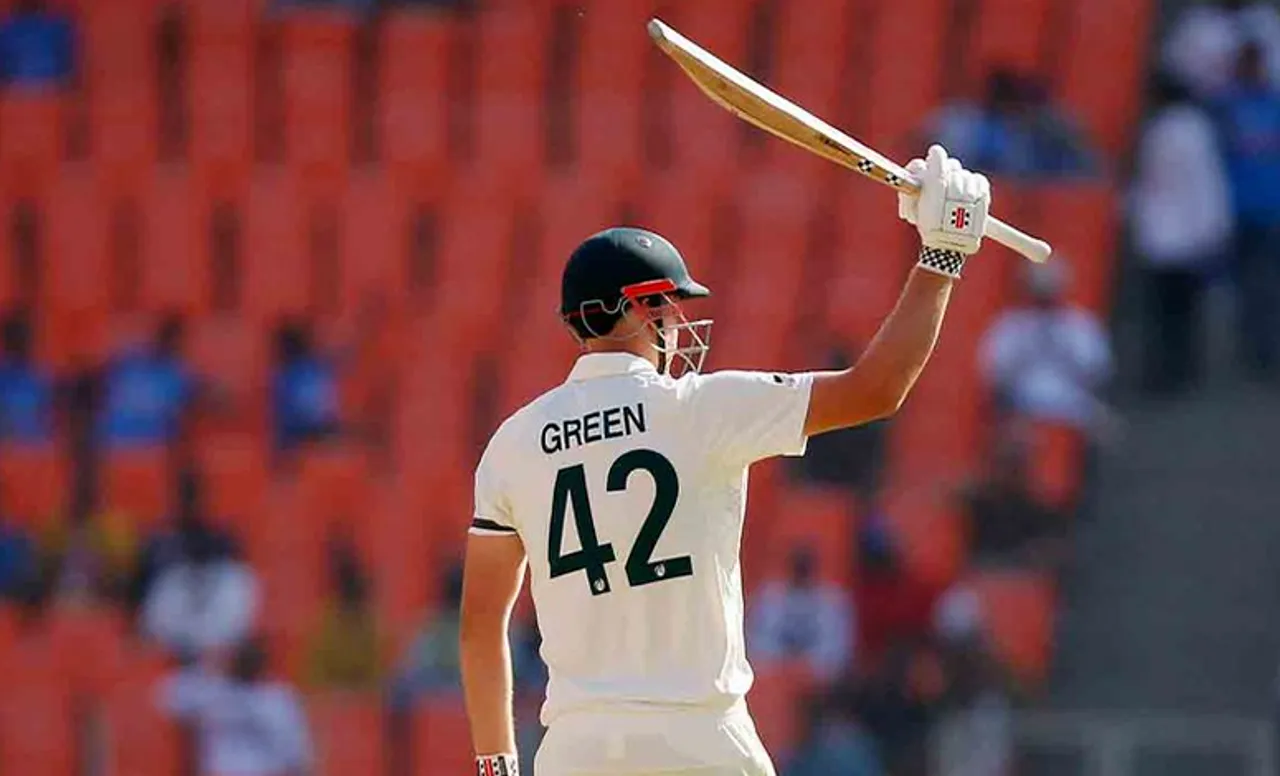 Cameron Green smashed his maiden Test century (Source - Twitter)