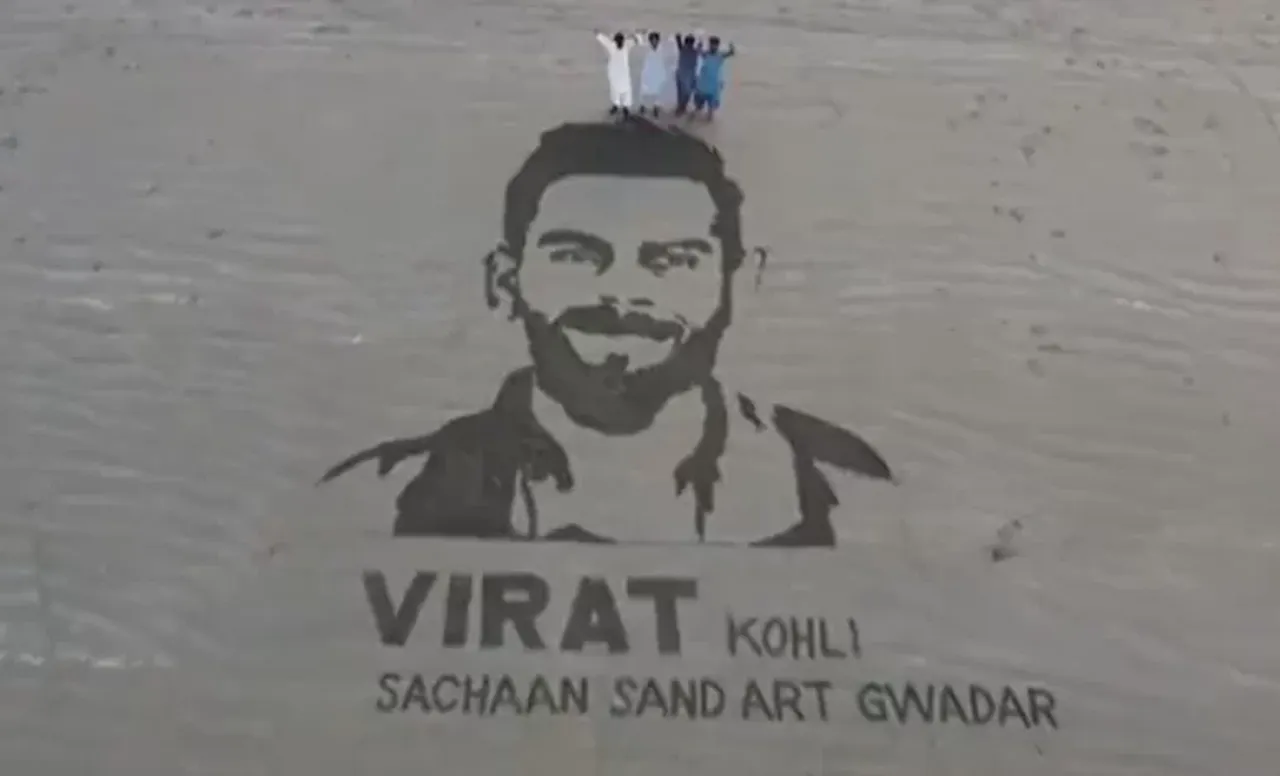 Virat Kohli's sand art in Pakistan (Image Source: Twitter)