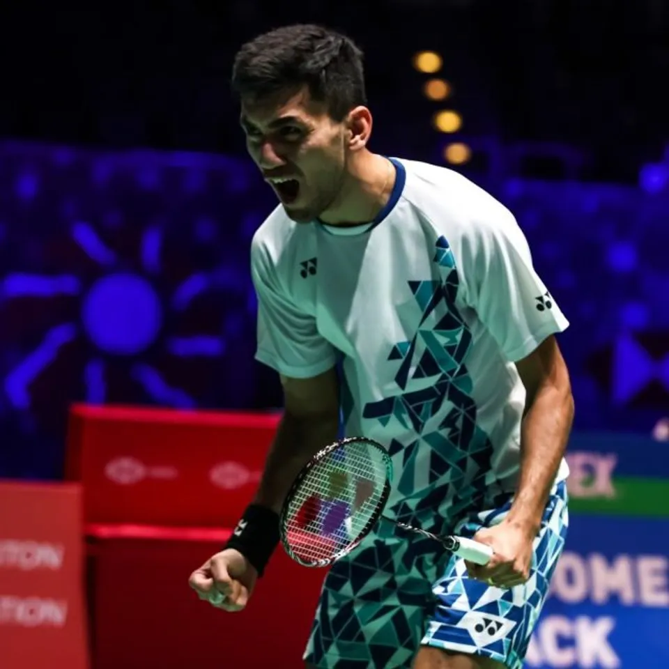 Lakshya Sen after winning All England Open semifinal. (Photo Source: Twitter)