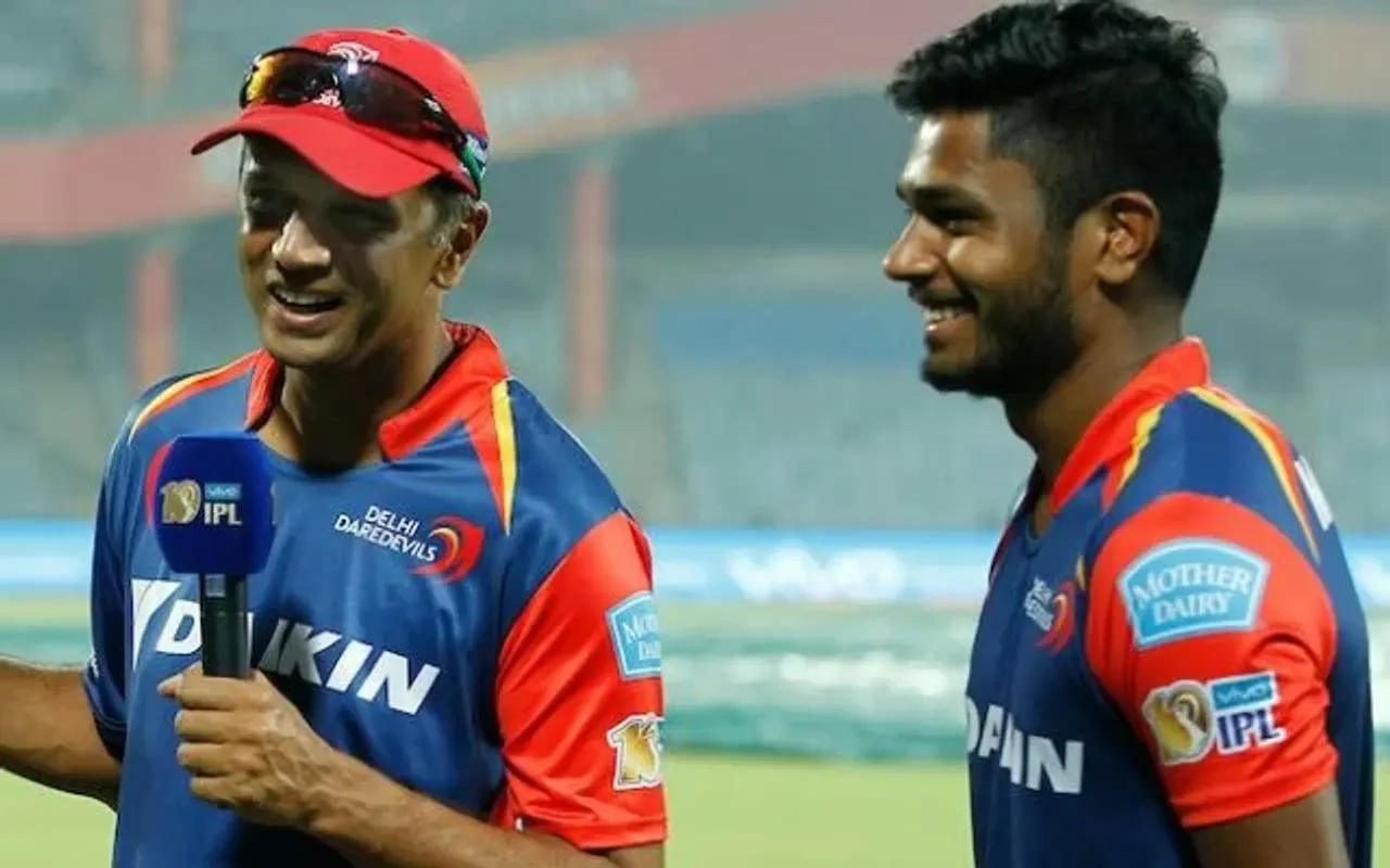 Rahul Dravid and Sanju Samson. (Photo Source: Twitter/Deccan Chronicle)