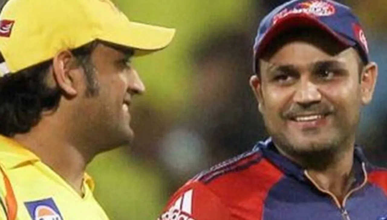 Virender Sehwag and MS Dhoni (Source: BCCI/IPL)
