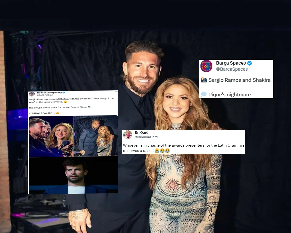 Fans react as Sergio Ramos poses with Shakira after handing her two awards