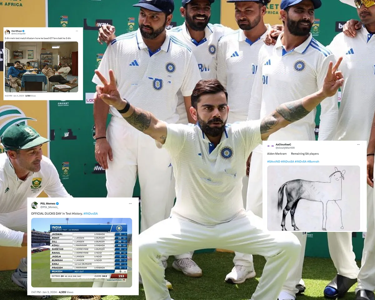 Title- ‘Official Ducks day in Test history’- Memes galore as India beat South Africa in 2nd test at Cape Town in shortest-ever Test match