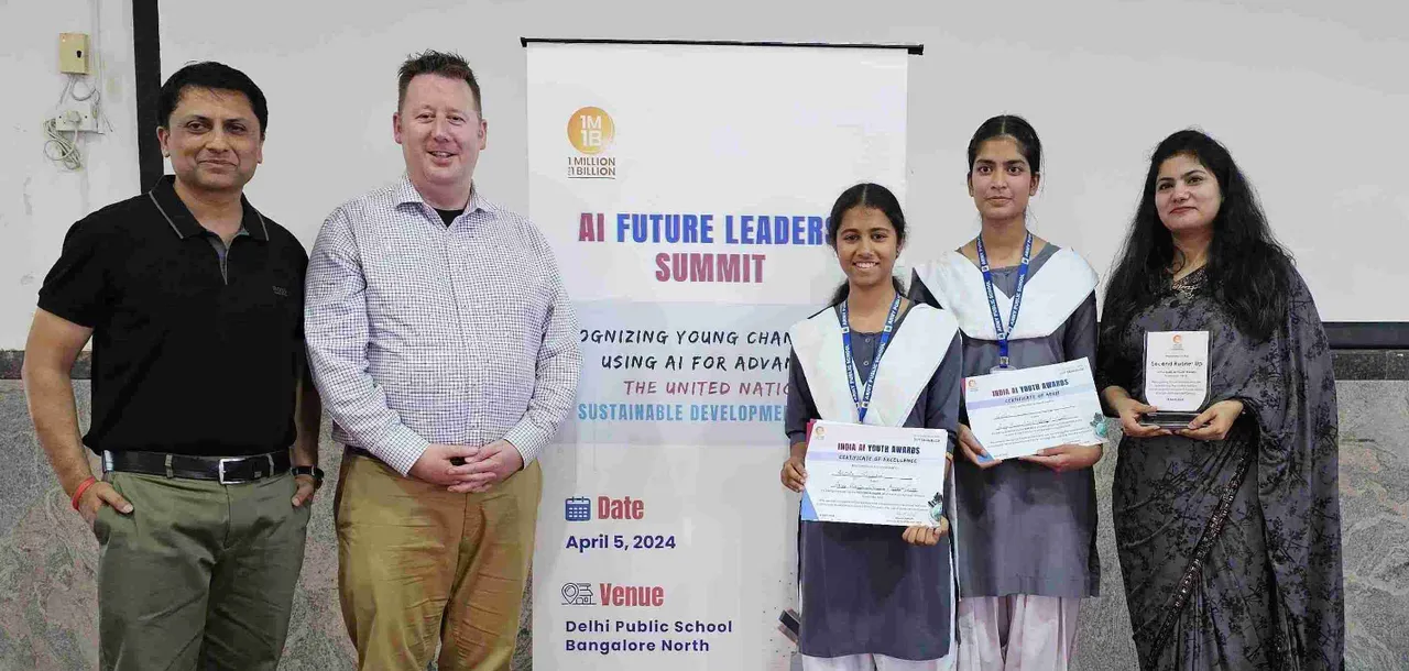  Winning students at 1M1B's India AI Youth Award 