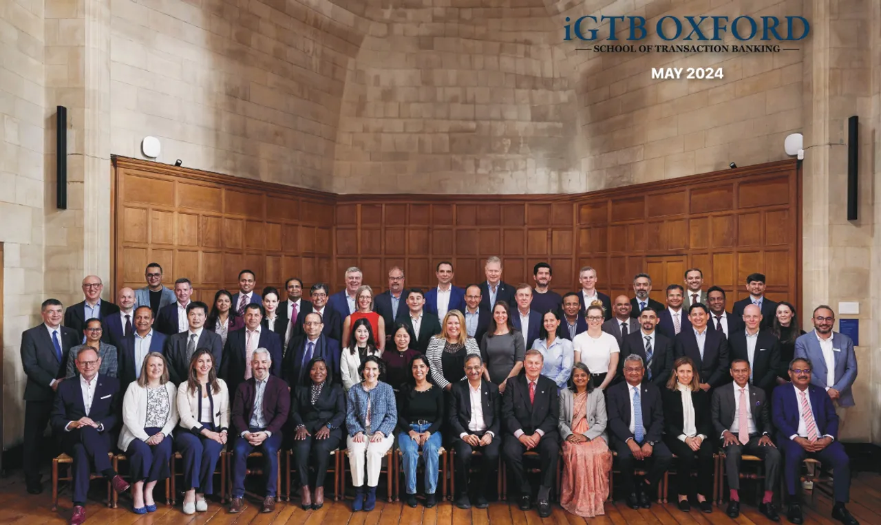 Participants and speakers of the 10th Jubilee celebration of the iGTB Oxford School of Transaction Banking at Oxford University, where global thought leaders convened for a high-impact executive learning experience.