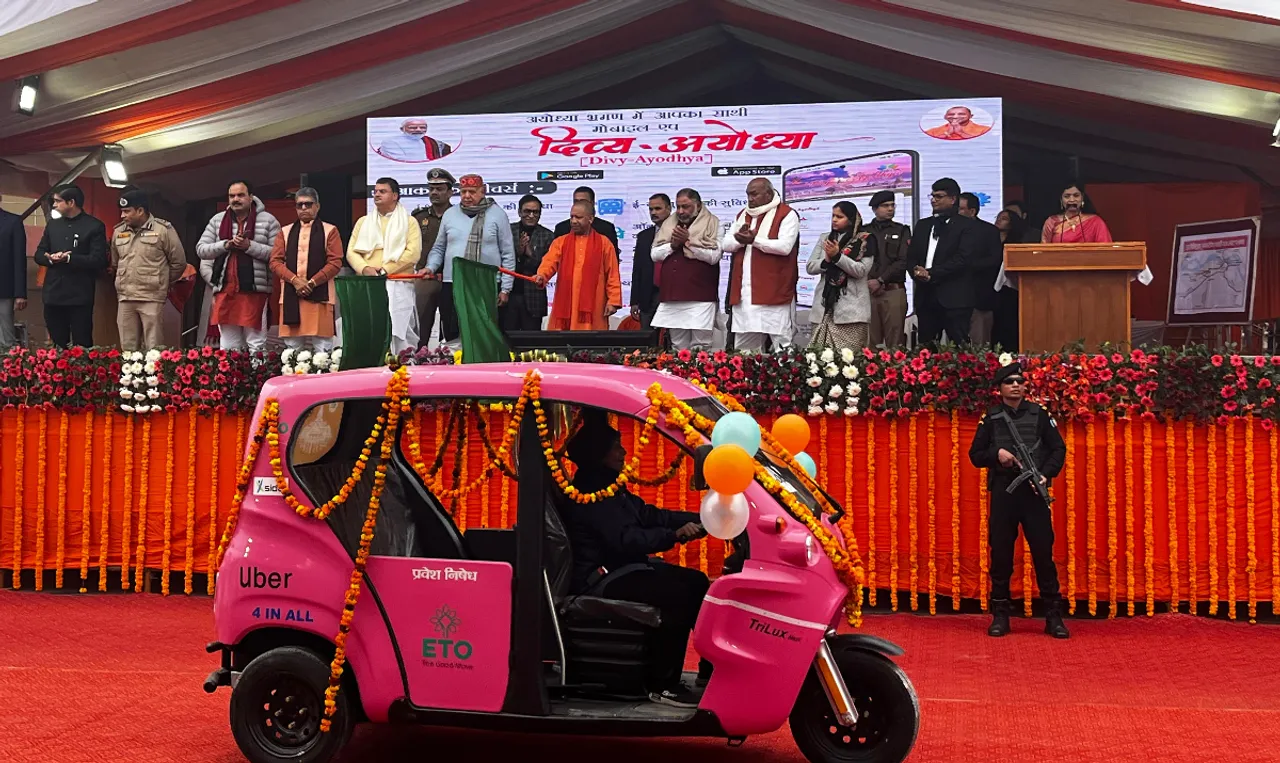Uber EV auto rickshaw service flag-off by UP CM Shri Yogi Adityanath,