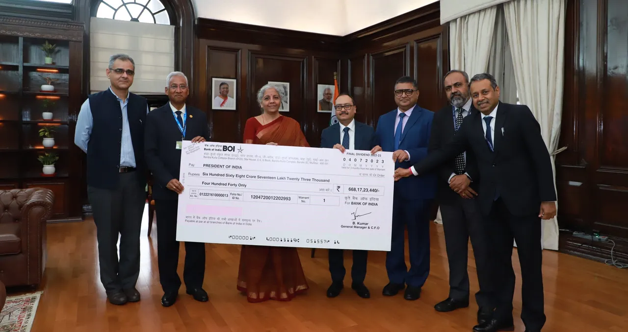 Bank of India Pays Dividend of Rs.668.17 Crores to Government of India