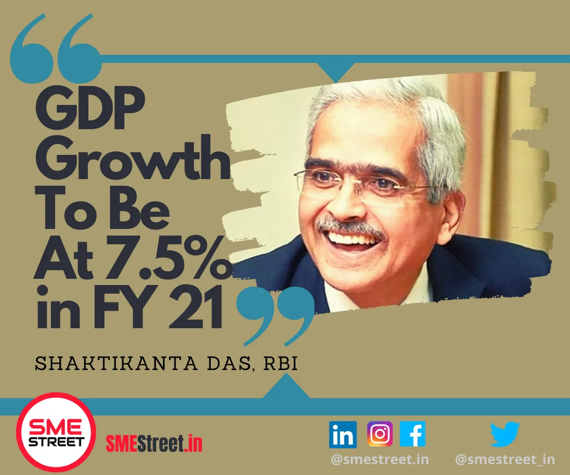 Shaktikanta Das, RBI, GDP, SMEStreet