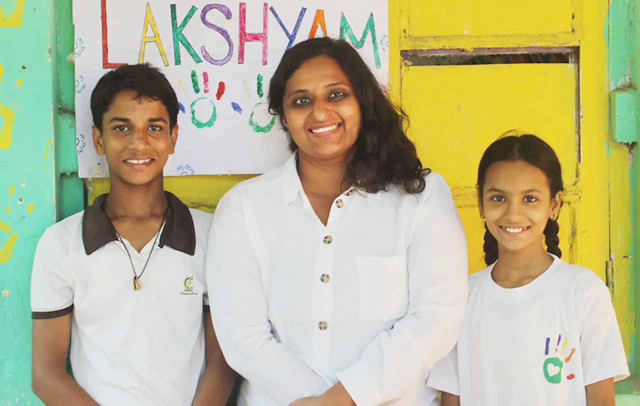 Ms Aakanksha Bhargava with kids from Lakshyam NGO