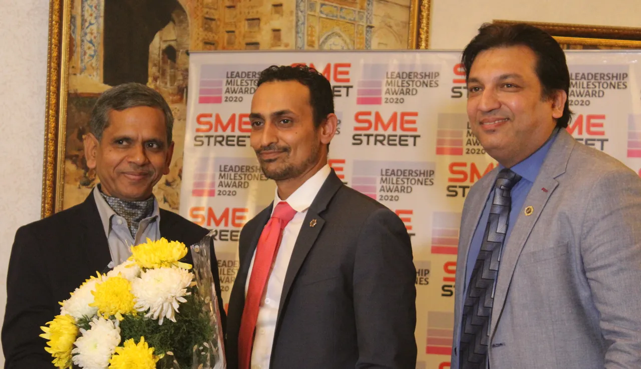 Himanshu B Patel of Triton Solar Gets SMEStreet Leadership Milestones Award ; DC MSME, Ram Mohan Mishra Launched The Awards at The Lodhi Hotel