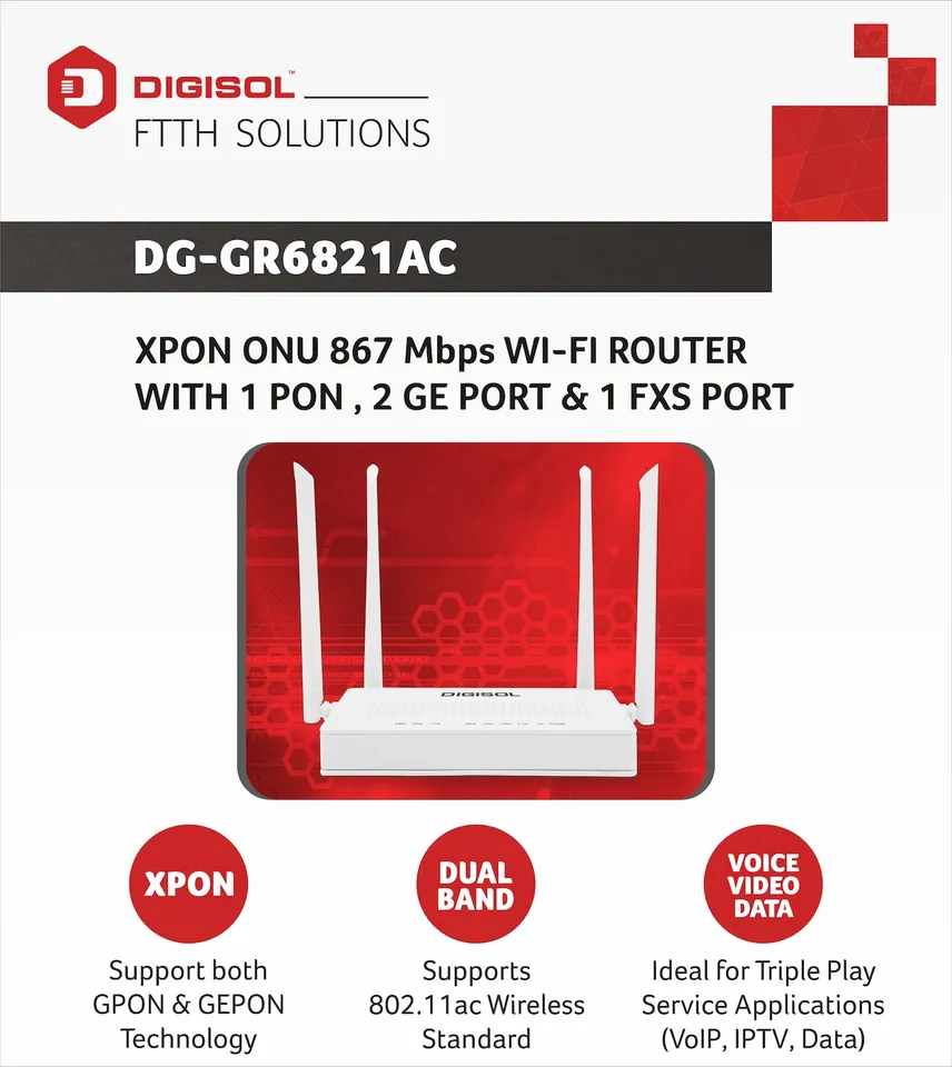 DIGISOL Unveils DG-GR6821AC XPON Router for Smart Home Networking