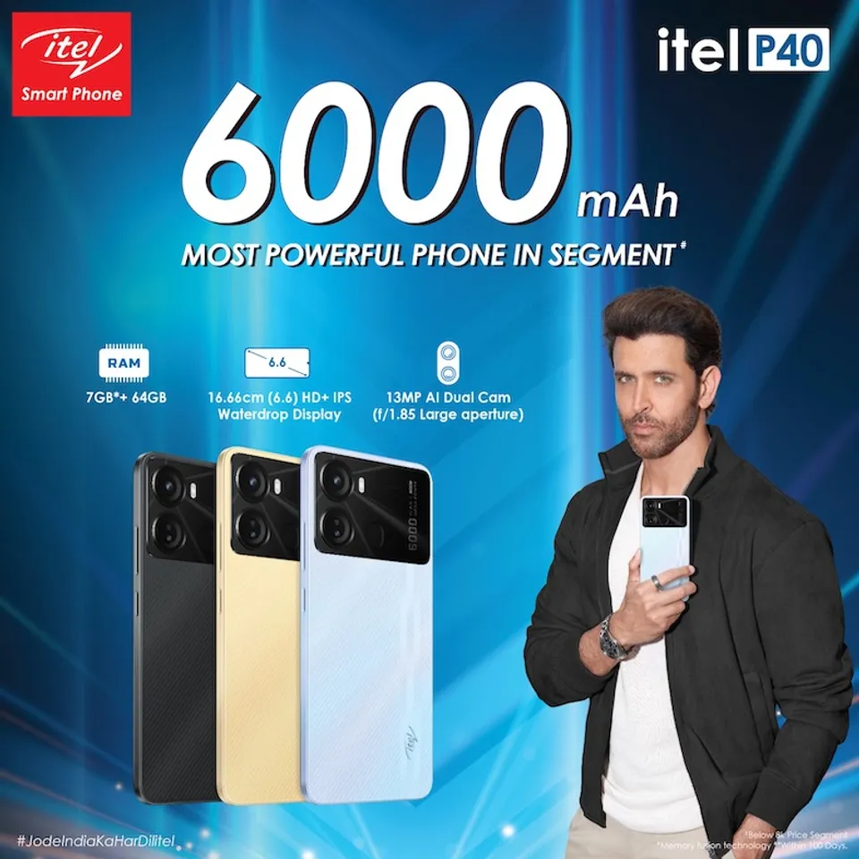 itel Launched P40 a 6000 mAh Power-Packed Smartphone at INR 7699